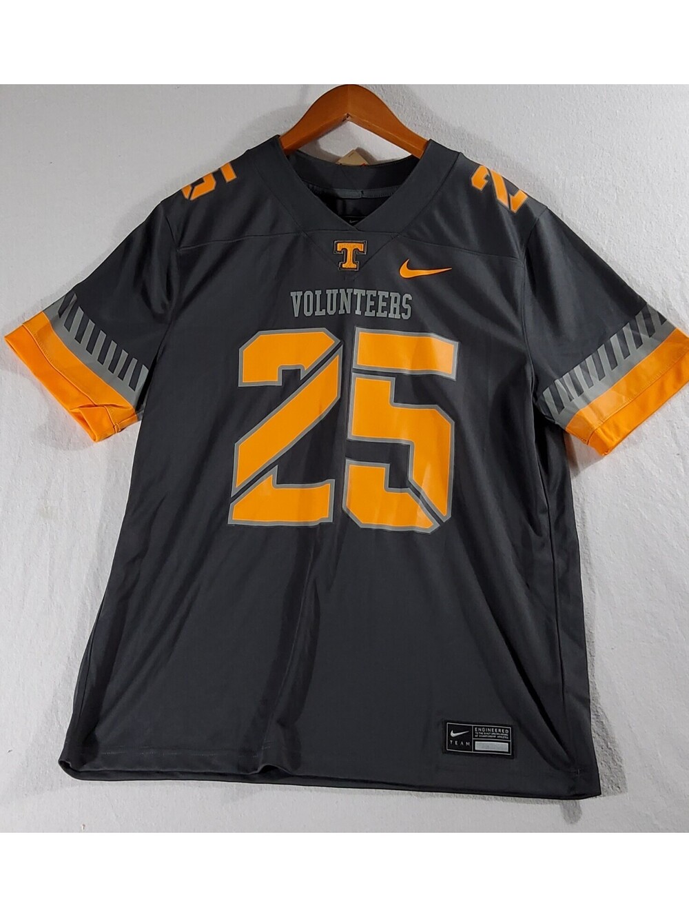 Tennessee Volunteers Jersey #25 Nike NCAA Football Men's Large Gray